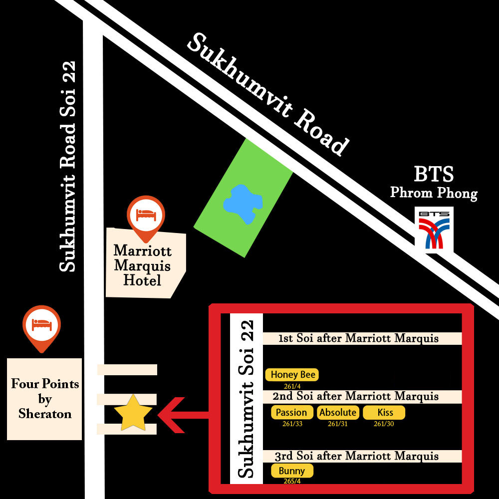 Map showing the location of Kiss Bangkok Massage