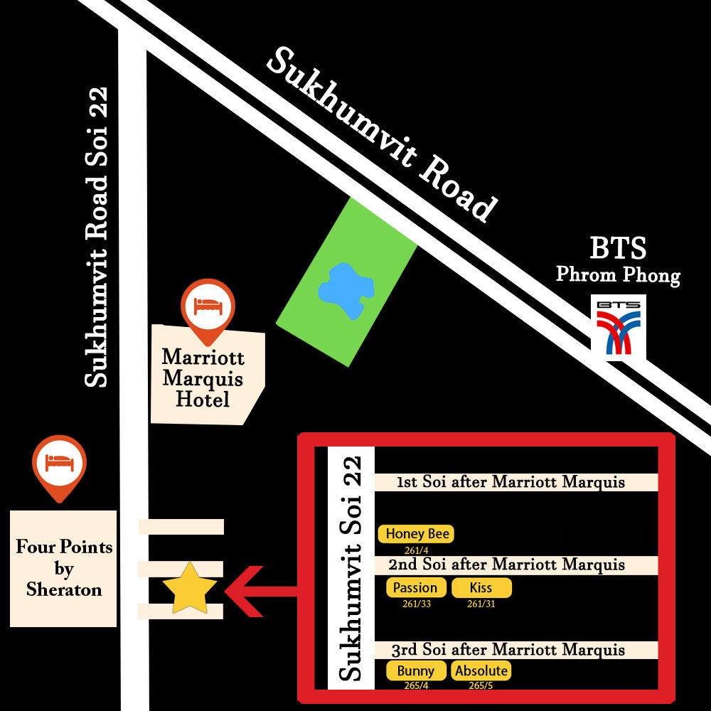 Map showing the location of Kiss Bangkok Massage